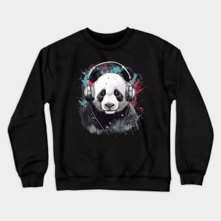 Panda bear in headphones Crewneck Sweatshirt